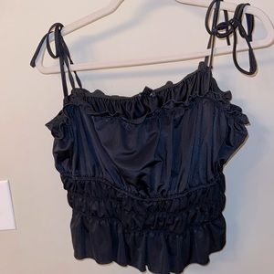 Cute Strappy black Rouched Tank top!